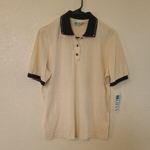 Men's Cream Polo Shirt with Black Accents